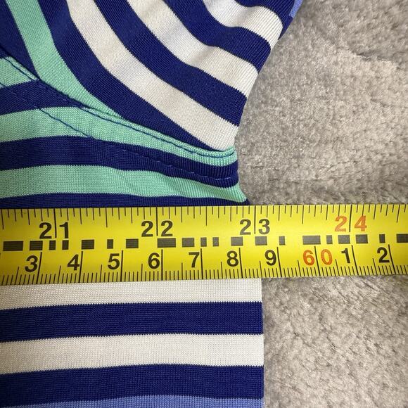 Vineyard Vines Mens L Performance Polo Shirt Striped Golf Whale Logo Blue Green - Picture 5 of 8